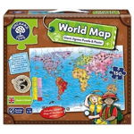 Puzzle si poster Harta lumii (limba engleza 150 piese) WORLD MAP PUZZLE POSTER, Orchard Toys, 4-5 ani +, Orchard Toys