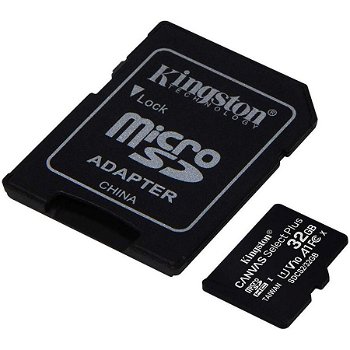 Card Memorie Technology 32GB micSDHC Canvas Select Plus 100R A1 C10 Card + ADP Negru, Kingston