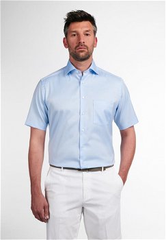 Camasa COVER bleu, modern fit, pentru barbati, 100% bumbac, maneca scurta, model 8817 10 C19K 1 2 Eterna, Eterna