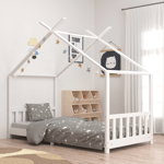 vidaXL Cadru pat de copii, alb, 90 x 200 cm, lemn masiv de pin, vidaXL