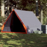 vidaXL Cort camping cu cadru A 2 persoane, gri/portocaliu, impermeabil, vidaXL
