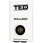 Stabilizator tensiune 500VA, AVR, relee, 300 W, display LCD, 1 iesire schuko, montaj pe perete, TED002174, TED