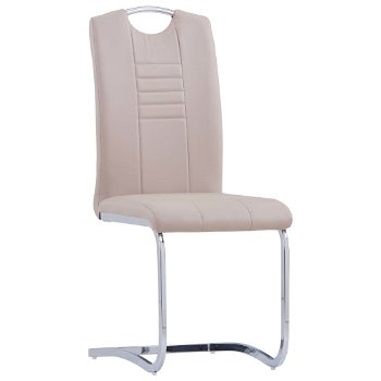 Set scaune de bucatarie vidaXL, cantilever 2 buc. cappuccino piele eco, 42 x 52 x 100 cm, 10.8 kg