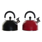 Ceainic DKD Home Decor Roșu Negru Oțel inoxidabil (19 x 19 x 20,5 cm) (2 Unități), DKD Home Decor
