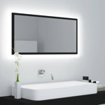 vidaXL Oglindă de baie cu LED, negru, 90x8,5x37 cm, acril, vidaXL