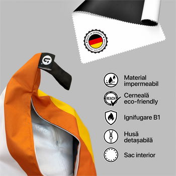 Fotoliu Updeco Puf Bean Bag tip Chill, sac interior, impermeabil, indoor/outdoor, cu maner, 62 x 95 x 75 cm, Invazia Pisicilor Ocru
