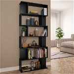 vidaXL Bibliotecă/Separator cameră negru, 80x24x192 cm, lemn prelucrat, vidaXL