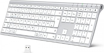 Tastatura Wireless iClever, argintiu/alb, aluminiu/plastic