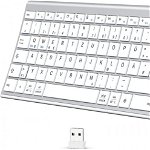 Tastatura Wireless iClever, argintiu/alb, aluminiu/plastic