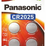 Baterie Litiu 3V CR2025 125mAh, Dimensiuni 20 x 2.5 mm Panasonic Blister 2