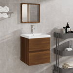 vidaXL Dulap cu chiuvetă de baie și oglindă, stejar maro, vidaXL