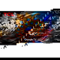 TCL Televizor TCL 43C655,  QLED, 108 cm, Smart Google TV, 4K Ultra HD, Clasa F, 3840 x 2160 pixeli, Negru, TCL