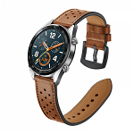 Curea ceas din piele 22 mm pentru Galaxy Watch 3 45mm Gear S3 Frontier Huawei Watch GT 3 Huawei Watch GT 2 46mm Huawei Watch GT maro, krasscom