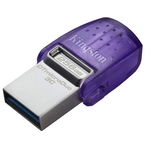 Memorie USB Kingston DataTraveler microDuo 3C 256GB USB Stick (Purple/Transparent, USB-A 3.2 Gen 1, USB-C 3.2 Gen 1)