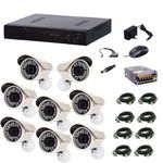 Kit Sistem Supraveghere Video Klausstech 8 Camere Gigant Interior/exterior 1200 Tvl + Dvr 8 Canale Lan H264 , Culoare Camere Alb, KlaussTech