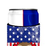 Caroline`s Treasures Dumnezeu să binecuvânteze American Flag cu ciocolata Brown Shih Tzu Michelob Ultra băutură În Multicolore Slim Can, 