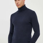 Sisley pulover barbati, culoarea albastru marin, light, cu guler, Sisley