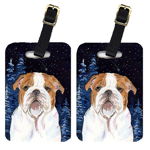 Caroline`s Treasures Carolines Comori SS8447BT Starry Night engleză Bulldog Bagaje Tag-uri Pereche de Multi Large, 