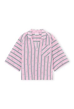 Imbracaminte Femei GANNI Oversize Cotton Seersucker Shirt Pink Nectar