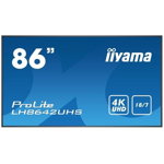 Dislay Profesional IPS LED iiyama Prolite DigitalSignage 85.6" LH8642UHS-B3, Ultra HD (3840 x 2160), VGA, DVI, HDMI, DisplayPort, Retea, Intel® SDM, Boxe (Negru)
