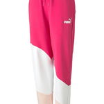 Puma, Pantaloni sport cu model colorblock Power Cat, Alb, Roz, 176 CM