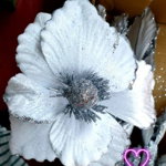Set 10 flori Crăciunite alb cu argintiu engros, 