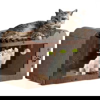 Casuta si pat culcus pentru pisici, cu loc de zgariat si jucat, JollyMag, KOT25, JollyMag