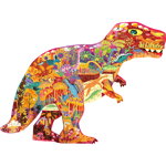 Puzzle in forma de dinozaur, Lumea dinozaurilor, 280 piese, Dimensiune 48.4 x 65.6 cm, Multicolor