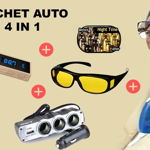 Pachet auto 4 in 1: Modulator FM handsFree cu buletooth CARG7 + aspirator auto + ochelari HD Vision de noapte + priza bricheta tripla, MAKI BUSINESS STORE