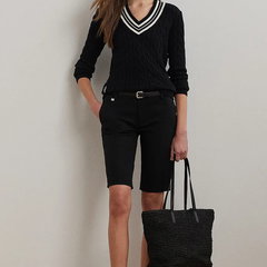 Lauren Ralph Lauren pantaloni scurți  femei, culoarea bej, uni, medium waist, 200661653