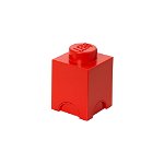 Cutie depozitare in forma de caramida rotunda LEGO, PP, Rosu