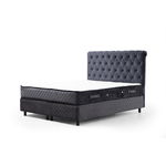 Pat boxspring albastru închis cu spațiu de depozitare 160x200 cm Sonata – Kalune Design, Kalune Design