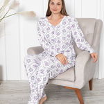 Pijama batal dama Interlok, cu nasturi, mov, 