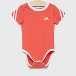 adidas Sportswear, Body de bumbac organic cu bavetica, Roz inchis, 98 CM