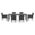 Set 6 scaune si masa dreptunghiulara mare, Encore, L.205 l.90 H.74, negru/gri, Maison