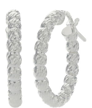 Bijuterii Femei Argento Vivo Beaded Hoop Earrings Silver, Argento Vivo