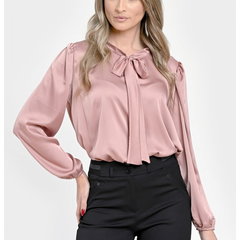888146143-Bluza Dama din Satin - Eleganta cu Funda V301 - Roz, Eranthe