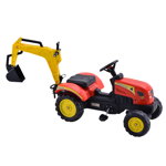HOMCOM Tractorcu pedale si Excavator control manual pentru copii 3-6 ani rosu, HOMCOM