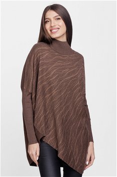 Bluza oversize lalea, asimetrica, din tricotaj maro, U See