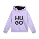 HUGO bluza copii culoarea violet, cu glugă, cu imprimeu, Hugo
