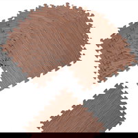 Covor pentru protectie pardoseala, Puzzle, 8 bucati, Aspect lemn maro, 