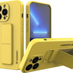 Husa din silicon Kickstand pentru iPhone 13 Pro galben, Wozinsky
