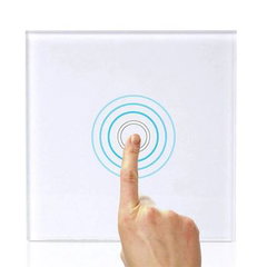 Intrerupator simplu cu touch PNI SH101 din sticla, alb cu LED indicator
