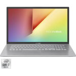 Laptop ASUS VivoBook 17 X712FB cu procesor Intel® Core™ i7-10510U pana la 4.90 GHz, 17.3", Full HD, 8GB, 1TB HDD + 256GB SSD, NVIDIA® GeForce® MX110 2GB, Free DOS, Transparent Silver