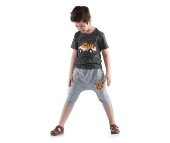 Set pantaloni trei sferturi si tricou Kid's Choice, multicolor - Kid's Choice, Gri & Argintiu, Kid's Choice