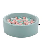 Piscina cu bile, Bubble Pop v2, 200 bile, Ø85 x 30 cm, bumbac/plastic, menta, Wellgro