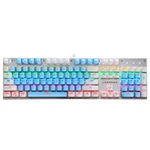 Tastatura gaming, mecanica Blue Sky, 104 taste, RGB, 9 moduri de iluminare, USB, culoare Albastru cu Alb