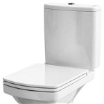 Set Vas WC compact Easy, Cersanit, cu capac Wcduroplast, rezervor WC 3/5L admisie inferioara, evacuare orizontala