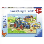 Puzzle 2x12 piese - Santier Constructii si Ferma | Ravensburger, Ravensburger