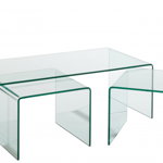 Set 3 masute Glass, Sticla, Transparent, 120x60x40 cm, Jolipa